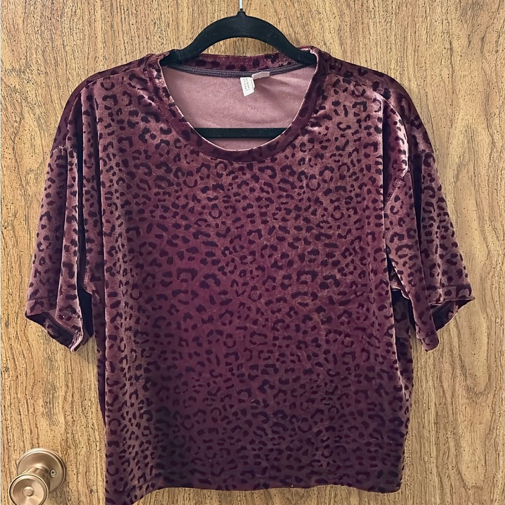 Leopard Print Velvet Top - Purple